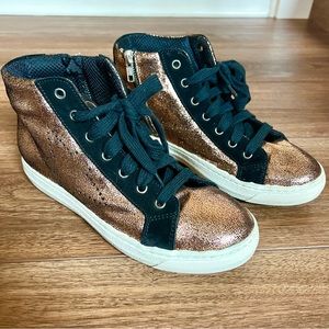 The Shoe Box Gold/Copper High-Top Sneakers